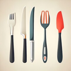 Kitchen utensils set - knives, forks and other