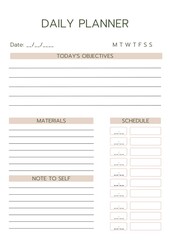 Minimalist printable planner page templates. Modern planner template set. daily planner template. Vector illustration. Daily Planner 