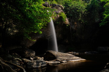 Haew Suwat Waterfall is naturally beautiful in the big forest.