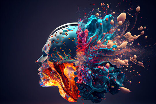 頸部の血管を表現した、後頭部は爆発している状態のイメージ、generative ai