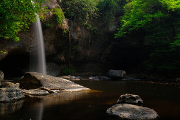 Haew Suwat Waterfall is naturally beautiful in the big forest.