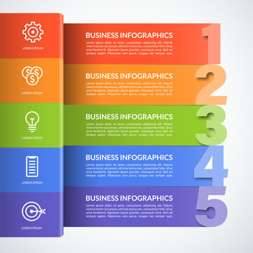 Infographic template with 5 steps. Can be used for web design, diagram, chart, graph, presentation, business infographics.