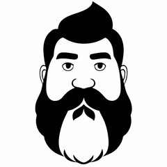 Bearded hipster man face portrait sketch drawing. Hairstyle head guy. Barbershop emblem, logo concept. Profile avatar character. Bearded male silhouette. Black vector illustration isolated on white.