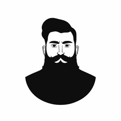 Bearded hipster man face portrait sketch drawing. Hairstyle head guy. Barbershop emblem, logo concept. Profile avatar character. Bearded male silhouette. Black vector illustration isolated on white.