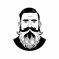 Bearded hipster man face portrait sketch drawing. Hairstyle head guy. Barbershop emblem, logo concept. Profile avatar character. Bearded male silhouette. Black vector illustration isolated on white.