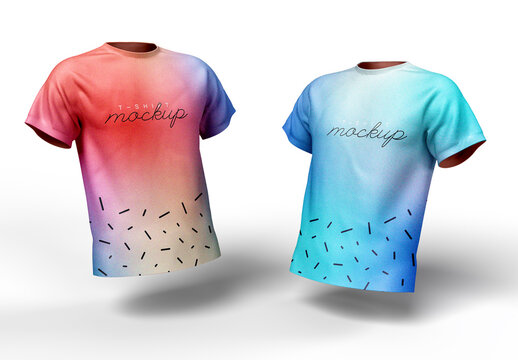 Gradient T-Shirt Mockup Duo &ndash; Realistic Apparel Showcase for Fashion Brands and Merchandising Projects