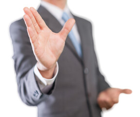 businessman hand shows house model