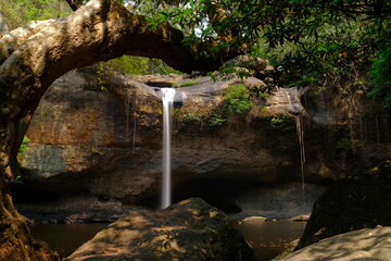 Haew Suwat Waterfall is naturally beautiful in the big forest.