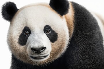 Fototapeta premium Close up of a giant panda on a white background. Generative AI
