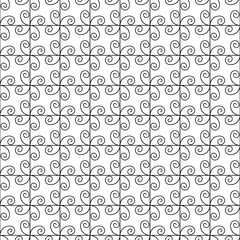 black line seamless scroll grid abstract vector pattern