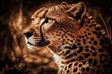 Fototapeta na wymiar Beautiful wild African cheetah, animal that is a mammal. Africa, Kenya. Generative AI