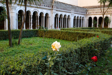 Obraz premium St. Paul outside the walls' church, Rome. Cloister. Italy.