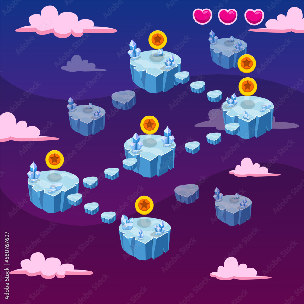 Aufkleber stage game level map design for arcade computer and mobile phone