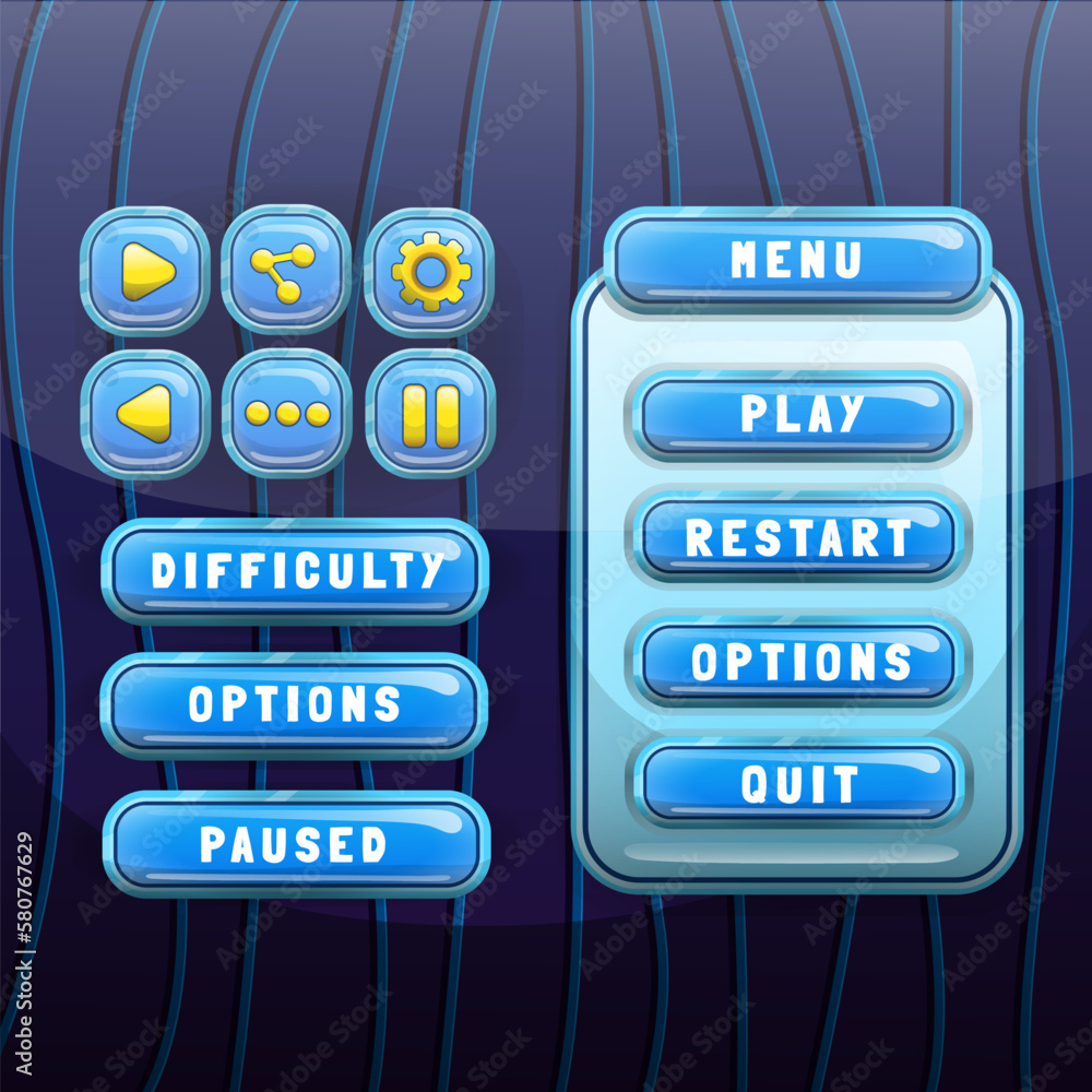 Poster vector game template gui kit. interface log in page elements