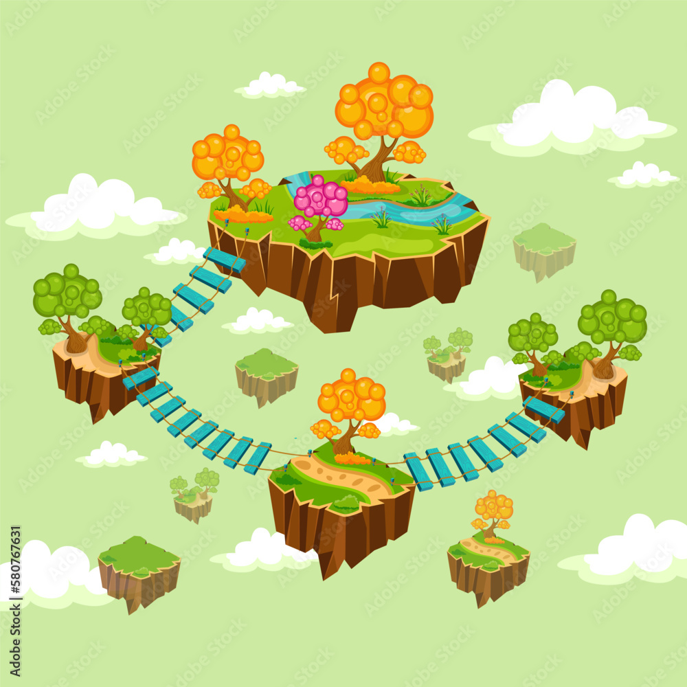Poster stage game level map design for arcade computer and mobile phone