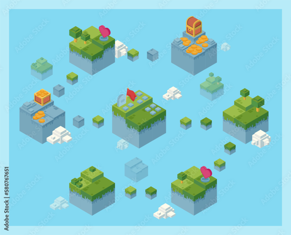 Poster stage game level map design for arcade computer and mobile phone