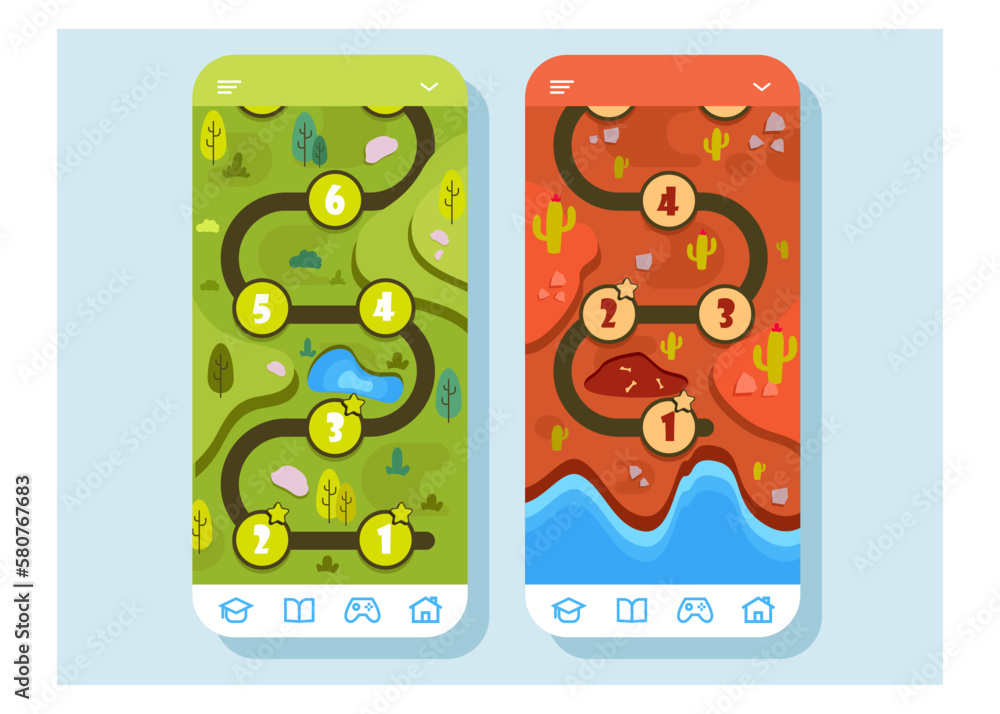 Poster vector game template gui kit. interface log in page elements