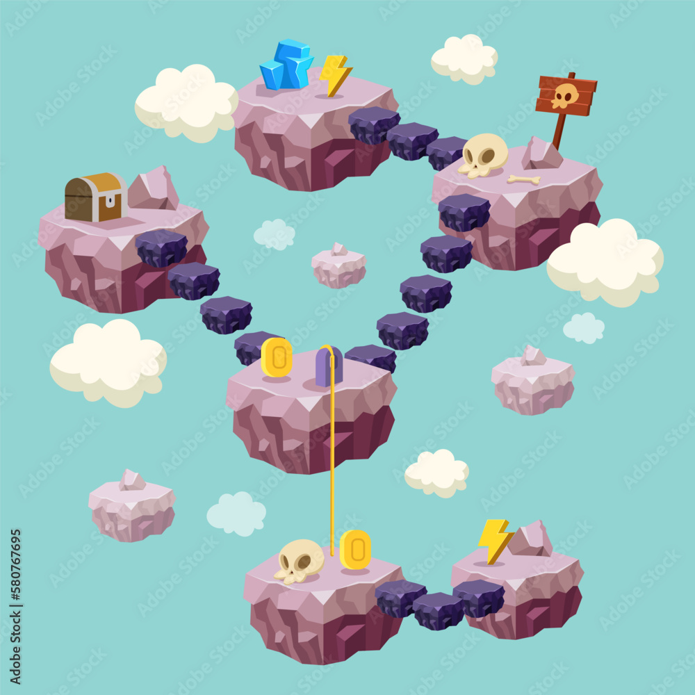 Poster stage game level map design for arcade computer and mobile phone