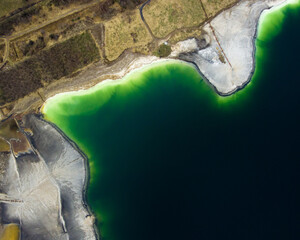 aerial view of toxic water