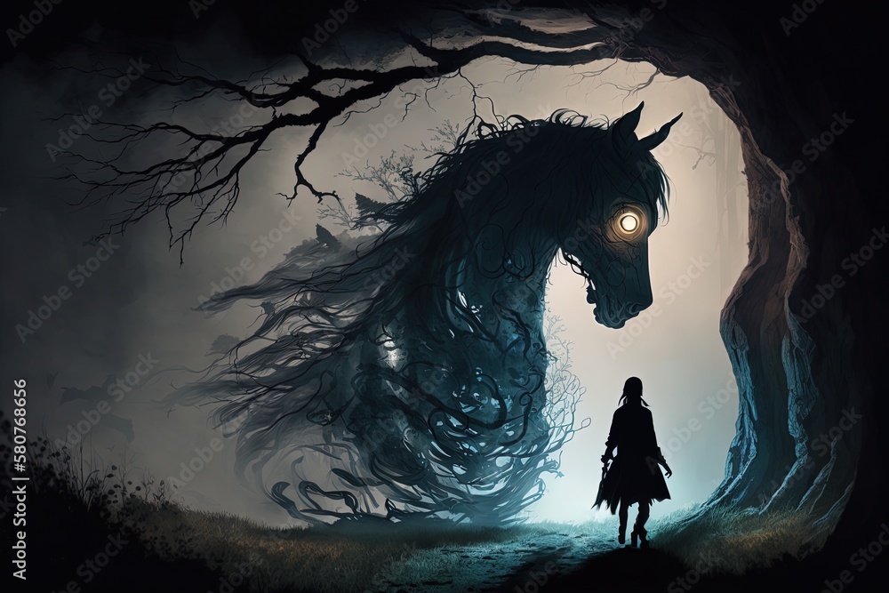 Poster shadows of magic in an unending gloom generative ai
