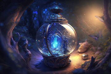 Sapphire Brilliance: Fantastical Light from a Magical Kingdom Generative AI