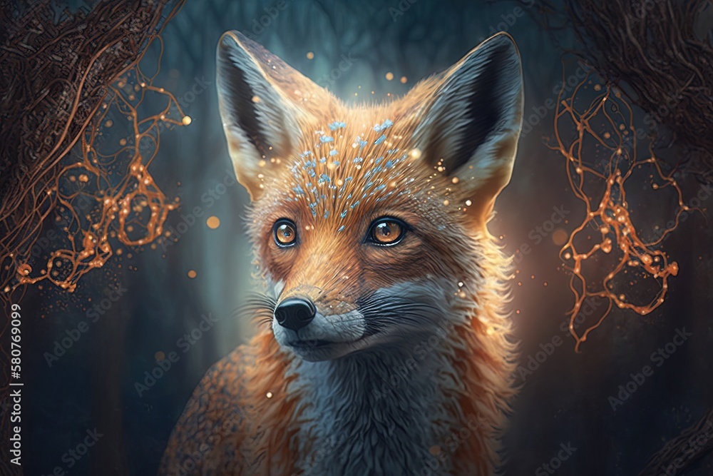 Aufkleber the mysterious intuition of the spellbinding fox generative ai