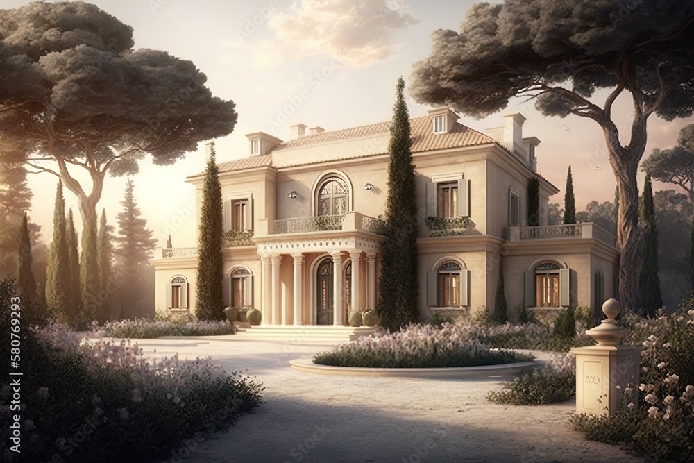 Poster riveting elegance tinged with illusion – an acclaimed view of the villa utilizing imagination genera