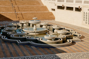 Hassan Tower  the minaret of an incomplete mosque and modern Mausoleum of Mohammed V, Rabat, Morocco. 