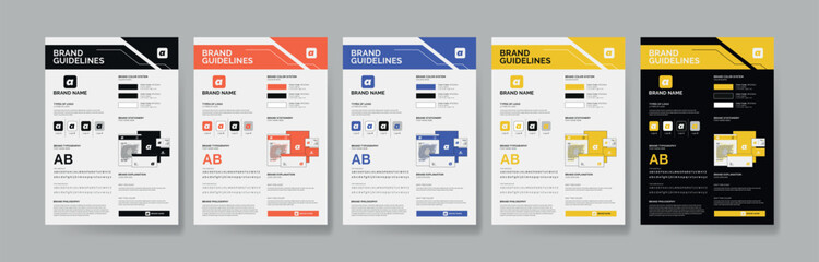 DIN A3 Brand Guideline Template Design, Brand Guideline Layout Set, Minimalist Brand Guidelines, Brand identity Template. - obrazy, fototapety, plakaty