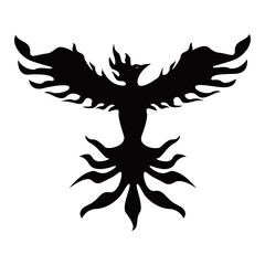 phoenix silhouette logo design. fire bird in mythology.