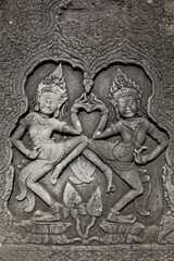 Fototapeta na wymiar Angkor temple complex. Takeo temple. Apsaras. Cambodia.
