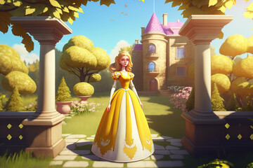 Princess in the garden cartoon character - aI generated