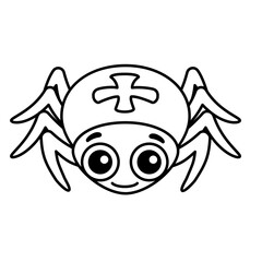 Vector coloring Insect for children coloring book. Funny spider in a cartoon style