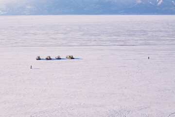 olkhon island baikal winter landscape, russia winter season view lake baikal