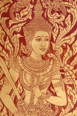 Fresco in Wat Dab Phai, Chiang Mai. Thailand.