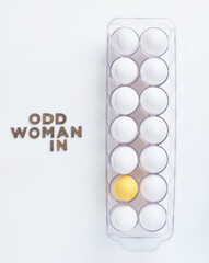 White Eggs with Yellow Odd Woman In