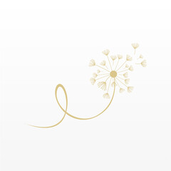 Simple logo design of dandelion flower. Dandelion flower logo template. Flying flower logo