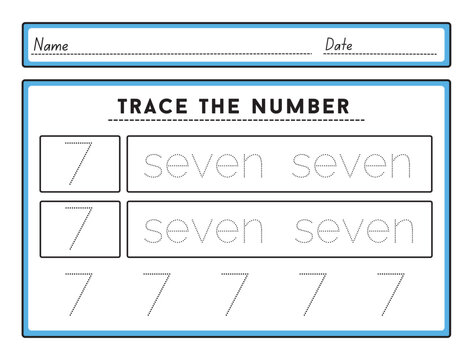 Number tracing worksheets and tracing activity book for kids The practice of writing numbers 7 Tracking worksheet number seven learn to count and write