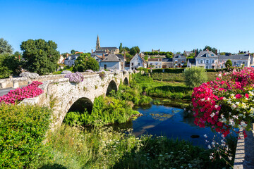 Fototapeta na wymiar veduta di villaggio francese con fiume