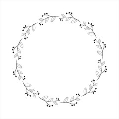 Vector frame of leaves on a white background. Wreath with leaves. Vector illustration