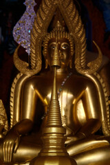 Wat Phra Doi Suthep, Chiang Mai. Stupa and Buddha statue. Thailand.