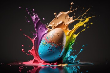 Colorful Easter Egg in a Splash of Professional Quality - AI generated