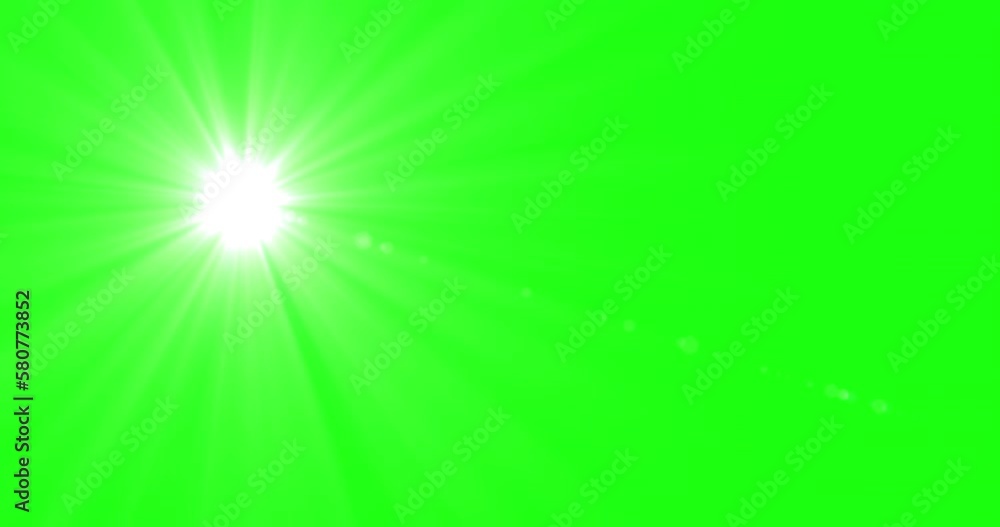 Wall mural sunlight overlay light effect. sun isolated on green screen. seamless loop animation