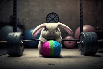 Easter Bunny Fitness Challenge with Neon Eggs and Cinematic Photography