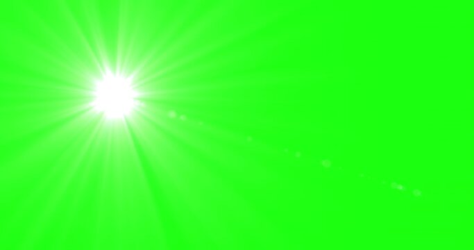 Sunlight overlay light effect. Sun isolated on green screen. Seamless loop animation