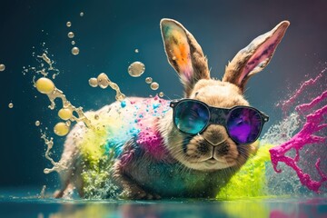 Egg-citing Easter Bunny: Splash of Colors and Cinematic Quality - AI generated