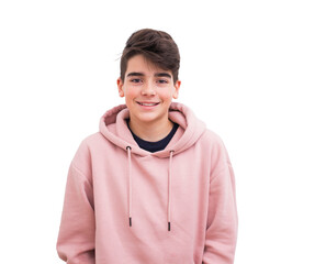 Fototapeta young teenager boy smiling isolated on white background obraz