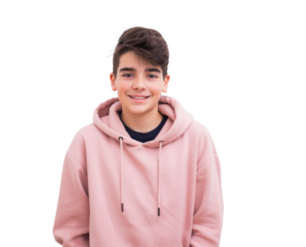 young teenager boy smiling isolated on white background - Powered by Adobe