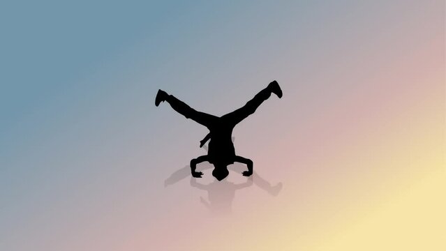 Silhouette of man dancer background and 2d animation, dancing 