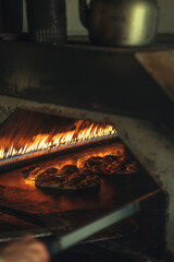 Lebanese flatbreads in the oven